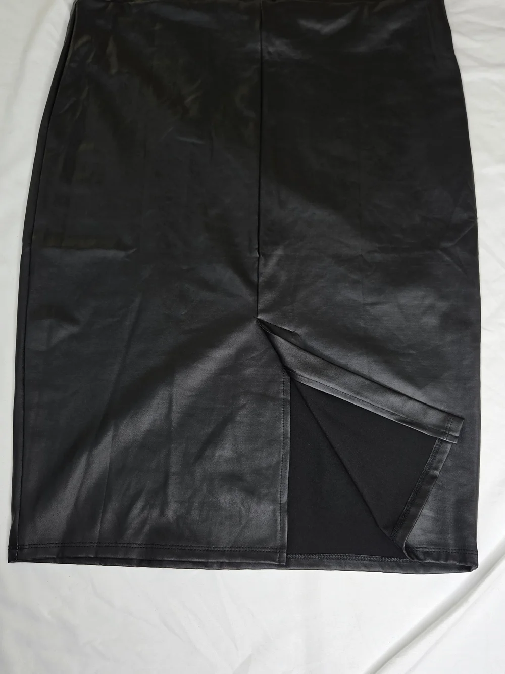 SIMLU Women’s Black Faux Leather Pencil Skirt XL NWT PU2006 Midi Stretch